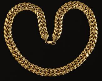 Ladies Gold, Black and White Diamonds Necklace 