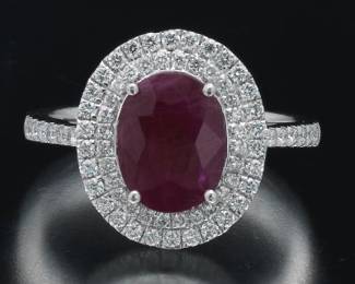 Ladies Burmese Ruby and Diamond Ring, GIA Report 