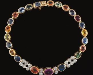 Ladies Fancy Color Sapphire and Diamond Bracelet 