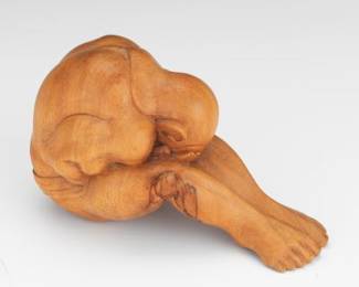 Asian Carved Coconut Wood Figure