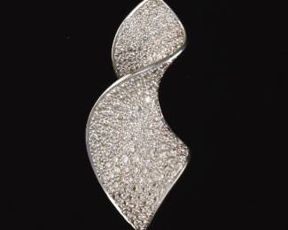 Ladies Gold and Diamond Swirl Pendant on Chain 