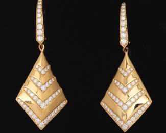 KAT FLORENCE 18k Gold and Diamond Drop Earrings 