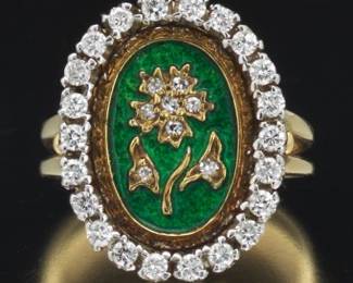 Ladies Diamond and Enamel Ring 