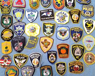 39 ASSORTED POLICE SHERIFF UNIFORM PATCHES ONE LOT