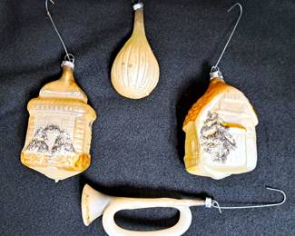 RARE MERCURY GLASS WEST GERMANY CHRISTMAS ORNAMENTS