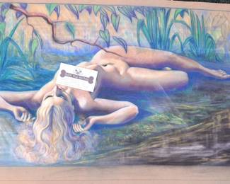 NUDE PIN-UP MODEL CHALK PRINT FLOCKED PAPER 20"X26