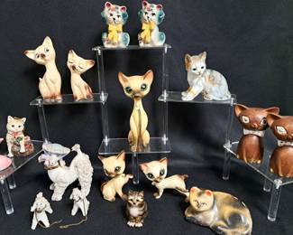 RARE JAPAN CERAMIC CATS DOGS POODLES LOT