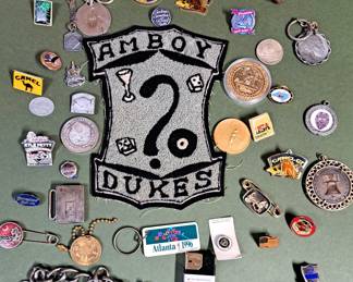 AMBOYS DUKES PATCH KEY CHAINS & ASSORTED PINS LOT