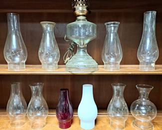 OIL LAMP GLASS SHADES LOT