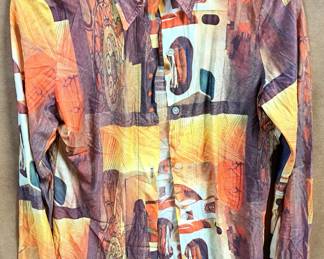 VINTAGE LADIES CLOTHING MENS ? SILKY BUTTON UP SHIRT