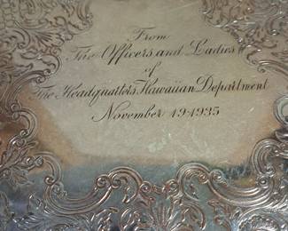 OFFICERS & LADIES MILITARY ENGLAND SERVING TRAY HAWAII    PEARL HARBOR ERA? 