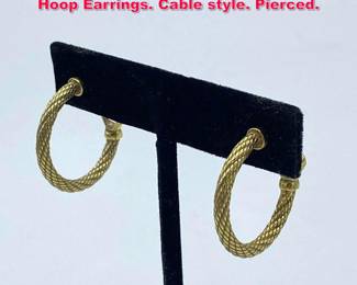 Lot 2014 JUDITH RIPKA Sterling Vermeil Hoop Earrings. Cable style. Pierced. 