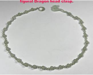 Lot 1878 Jade Bead Necklace with carved figural Dragon head clasp. 
