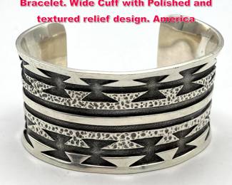 Lot 1884 ROB DINAY Sterling Silver Cuff Bracelet. Wide Cuff with Polished and textured relief design. America