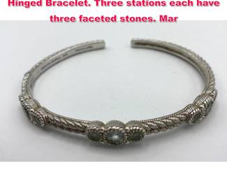 Lot 1948 JUDITH RIPKA Sterling Blue Topaz Hinged Bracelet. Three stations each have three faceted stones. Mar