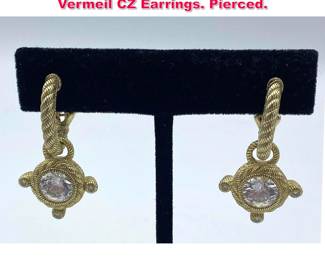 Lot 2016 JUDITH RIPKA Sterling Gold Clad Vermeil CZ Earrings. Pierced. 