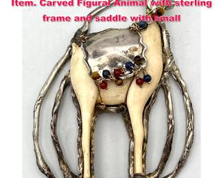 Lot 1880 DIANA SONYA LTD Silver Figural Item. Carved Figural Animal with sterling frame and saddle with small