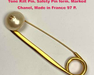 Lot 1906 Vintage Designer CHANEL Gold Tone Kilt Pin. Safety Pin form. Marked Chanel, Made in France 97 P.