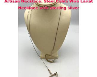 Lot 1734 INTEPLEI by LAURA HUTCHCROFT Artisan Necklace. Steel Cable Wire Lariat Necklace with sterling silver