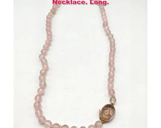Lot 1833 14k and Rose Quartz Necklace. Long.