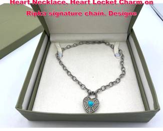 Lot 1816 JUDITH RIPKA Sterling Turquoise Heart Necklace. Heart Locket Charm on Ripka signature chain. Designe