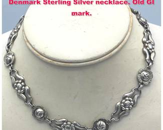 Lot 1753 GEORG JENSEN number 10 Denmark Sterling Silver necklace. Old GI mark.