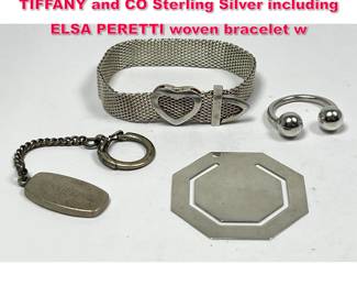 Lot 1776 4pc Sterling Silver Lot. 3pcs TIFFANY and CO Sterling Silver including ELSA PERETTI woven bracelet w