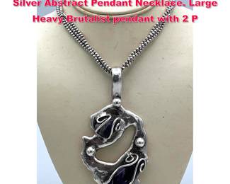 Lot 1887 BRODRENE BJORKLUND Sterling Silver Abstract Pendant Necklace. Large Heavy Brutalist pendant with 2 P
