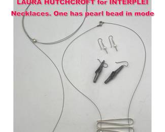 Lot 1738 4pc Artisan Studio Jewelry. Two LAURA HUTCHCROFT for INTERPLEI Necklaces. One has pearl bead in mode