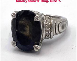 Lot 2006 JUDITH RIPKA Sterling Silver Oval Smoky Quartz Ring. Size 7. 