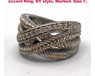 Lot 2009 JUDITH RIPKA Sterling Silver CZ accent Ring. DY style. Marked. Size 7. 