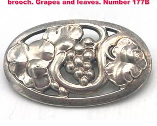 Lot 1743 GEORG JENSEN Sterling Silver brooch. Grapes and leaves. Number 177B