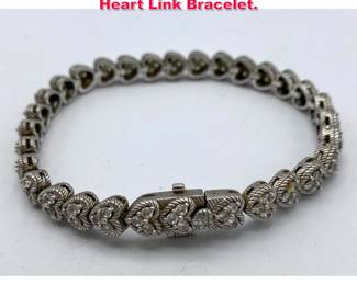 Lot 1942 JUDITH RIPKA Sterling Silver CZ Heart Link Bracelet. 