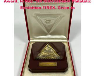 Lot 1802 CARTIER Sterling Silver Medal Award. In Box. 5th International Philatelic Exhibition FIREX. Given to