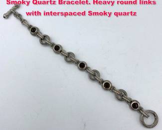 Lot 1924 JUDITH RIPKA Sterling Silver Smoky Quartz Bracelet. Heavy round links with interspaced Smoky quartz 