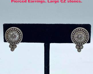 Lot 2018 JUDITH RIPKA Sterling Silver Pierced Earrings. Large CZ stones. 