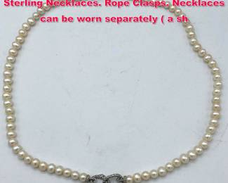 Lot 1922 2pc JUDITH RIPKA Pearl Bead Sterling Necklaces. Rope Clasps. Necklaces can be worn separately a sh