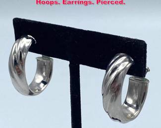 Lot 2015 Pr MILOR Sterling Silver Wide Oval Hoops. Earrings. Pierced.