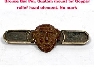 Lot 1714 PAUL HAIG 14K Gold, Silver, and Bronze Bar Pin. Custom mount for Copper relief head element. No mark
