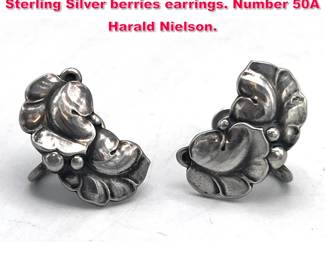 Lot 1744 Pair GEORG JENSEN Denmark Sterling Silver berries earrings. Number 50A Harald Nielson. 