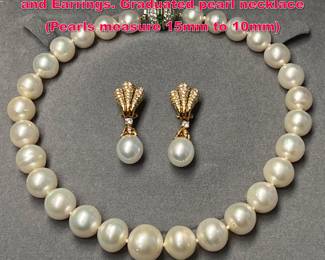 Lot 1858 Large South Sea Pearl Necklace and Earrings. Graduated pearl necklace Pearls measure 15mm to 10mm 