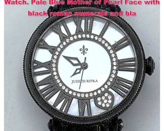 Lot 1964 JUDITH RIPKA Stainless Steel Watch. Pale Blue Mother of Pearl Face with black roman numerals and bla