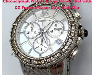 Lot 1968 JUDITH RIPKA Stainless Steel Chronograph Watch. Large Round Dial with CZ Framed Case. Date dial. Mar