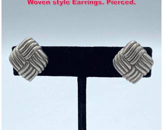Lot 2013 Pr JUDITH RIPKA Sterling Silver Woven style Earrings. Pierced.