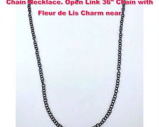 Lot 1936 JUDITH RIPKA Sterling Silver Black Chain Necklace. Open Link 36 Chain with Fleur de Lis Charm near 