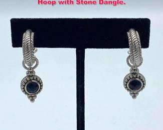Lot 2017 JUDITH RIPKA Sterling Silver Small Hoop with Stone Dangle.
