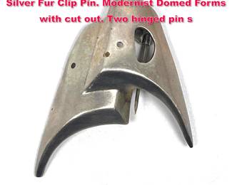 Lot 1717 NETTIE ROSENSTEIN Sterling Silver Fur Clip Pin. Modernist Domed Forms with cut out. Two hinged pin s