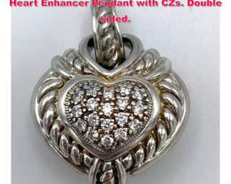 Lot 1938 JUDITH RIPKA Sterling Silver Heart Enhancer Pendant with CZs. Double sided. 