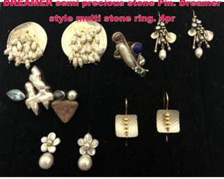 Lot 1764 6pc Artisan Studio Jewelry. The DREAMER semi precious stone Pin. Dreamer style multi stone ring. 4pr