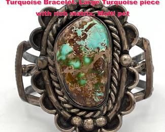 Lot 1901 Vintage Native American Indian Turquoise Bracelet. Large Turquoise piece with rich matrix. Multi pet